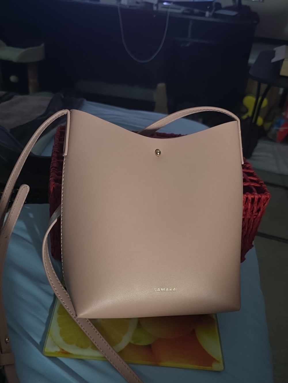 SAMARA Blush Pink Bucket Crossbody Tote